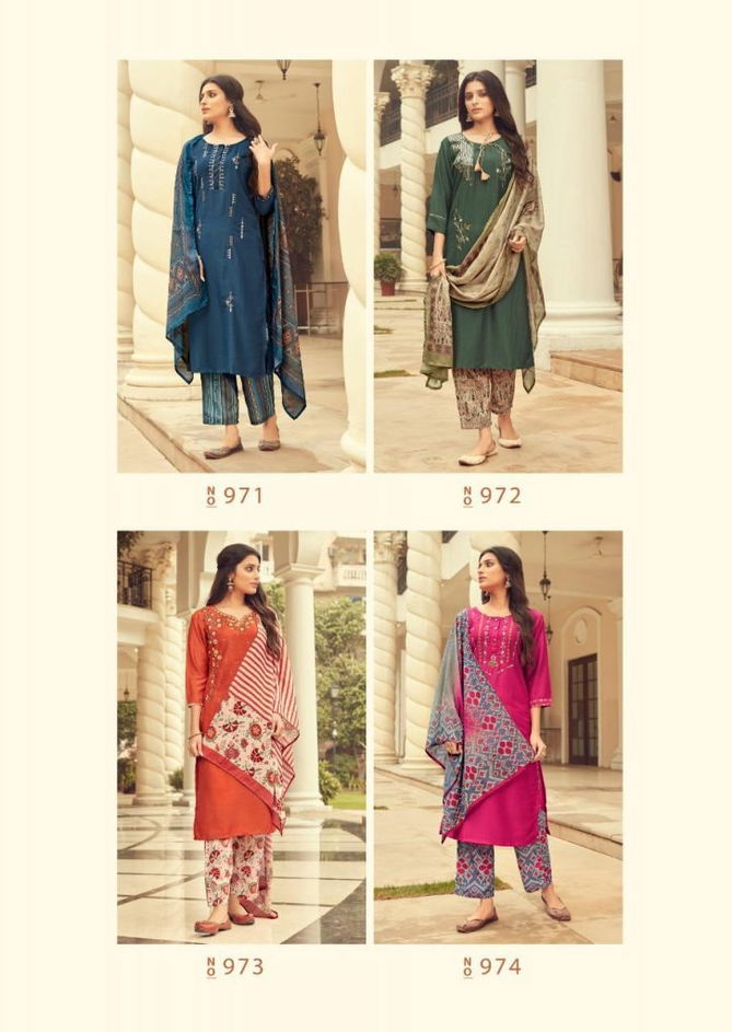 Vink Dreams Fancy Latest Collection Of Pure viscose silk With Handwork & Embroidery With Digital Printed Pant And Dupatta